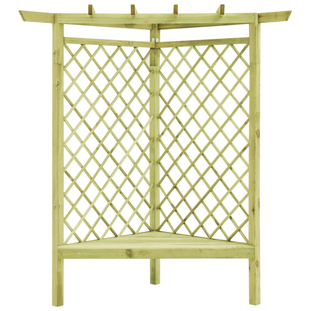 impregnált fenyőfa kerti sarokpergola 130 x 130 x 197 cm