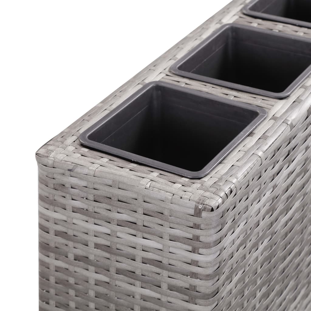 szürke polyrattan kerti magaságyás 4 kaspóval 80 x 22 x 79 cm