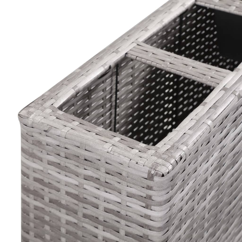 szürke polyrattan kerti magaságyás 4 kaspóval 80 x 22 x 79 cm