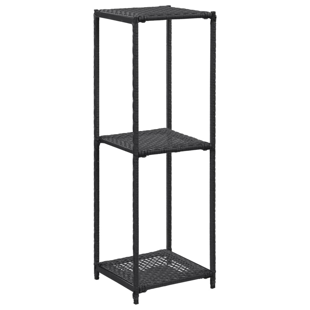 fekete polyrattan tárolópolc 30 x 30 x 90 cm