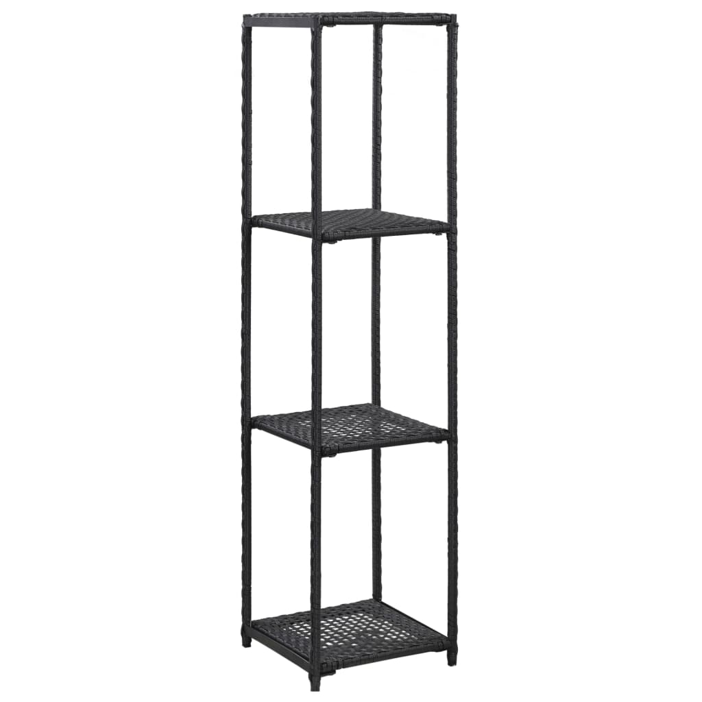 fekete polyrattan tárolópolc 30 x 30 x 120 cm