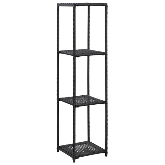 fekete polyrattan tárolópolc 30 x 30 x 120 cm