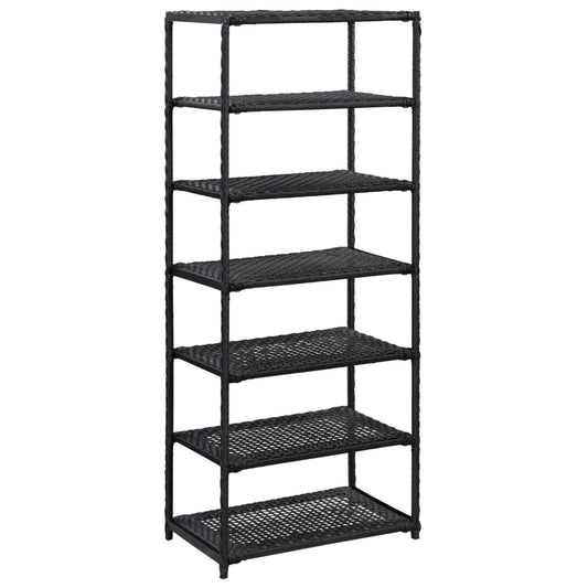 fekete polyrattan cipőpolc 50 x 30 x 120 cm