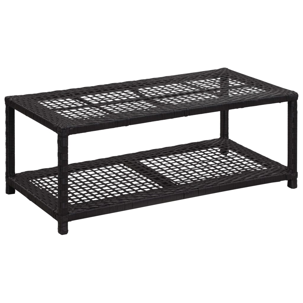fekete polyrattan cipőtároló pad 80 x 40 x 30 cm