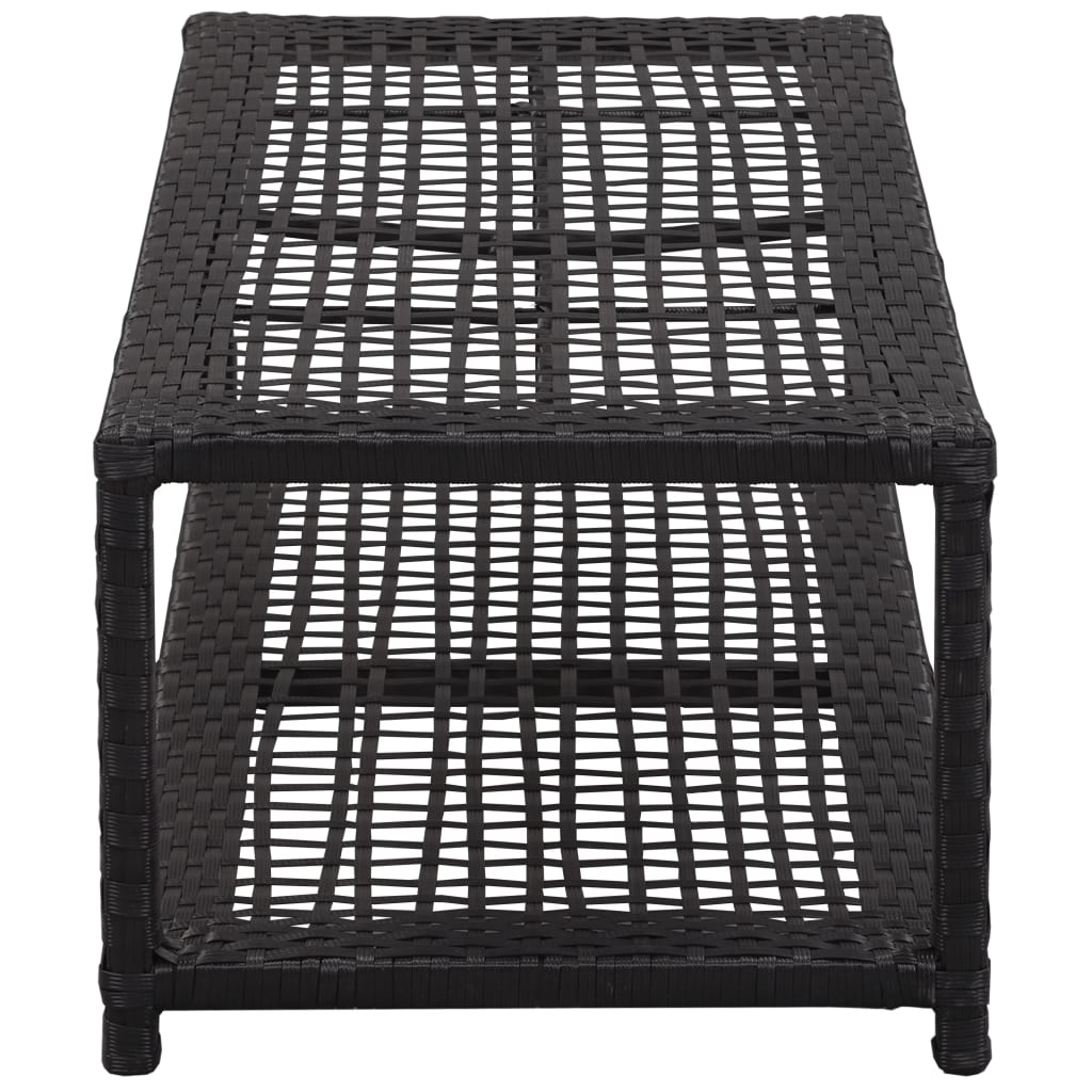 fekete polyrattan cipőtároló pad 80 x 40 x 30 cm