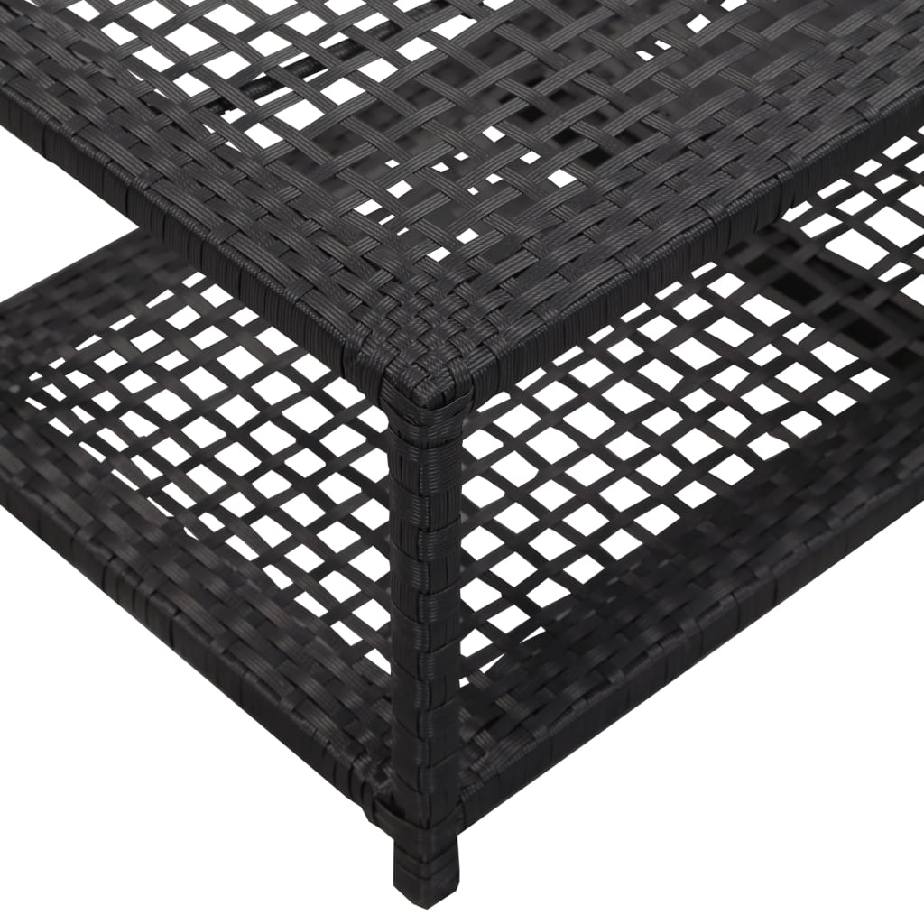fekete polyrattan cipőtároló pad 80 x 40 x 30 cm
