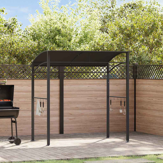 antracitszürke acél grillpavilon 215 x 150 x 220 cm