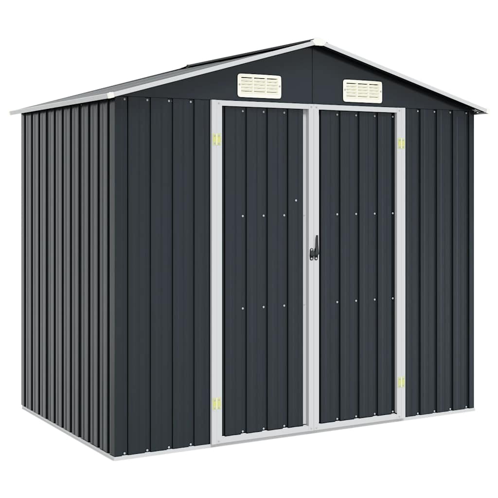 antracitszürke horganyzott acél kerti fészer 205 x 129 x 183 cm