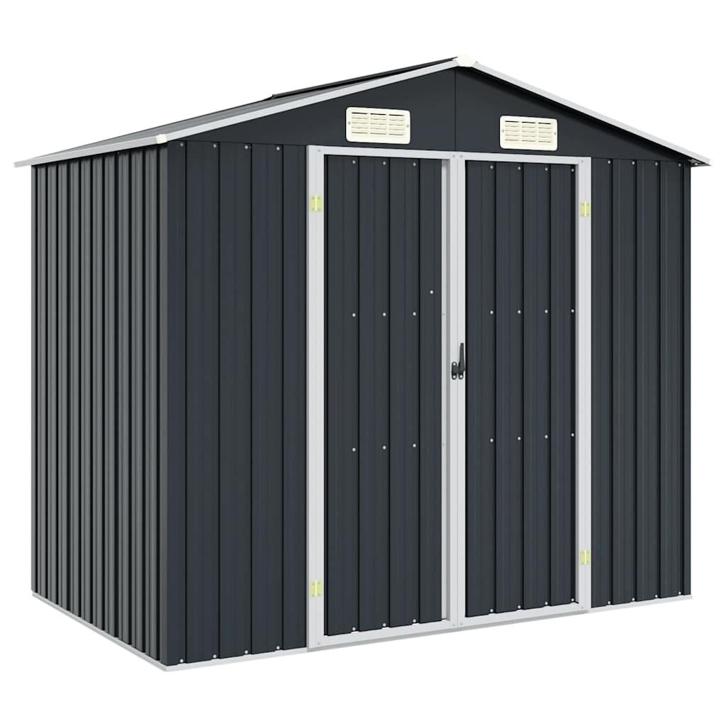 antracitszürke horganyzott acél kerti fészer 205 x 129 x 183 cm