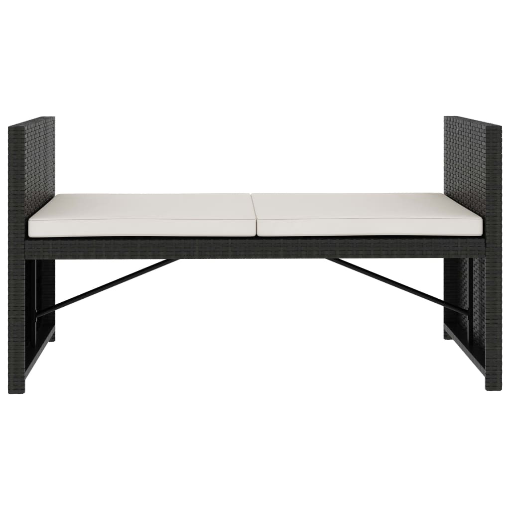 5 részes fekete polyrattan kerti ülőgarnitúra párnákkal