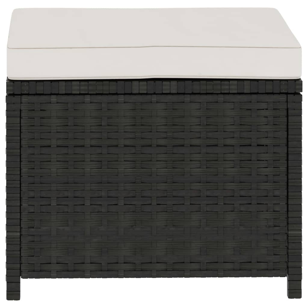 5 részes fekete polyrattan kerti ülőgarnitúra párnákkal