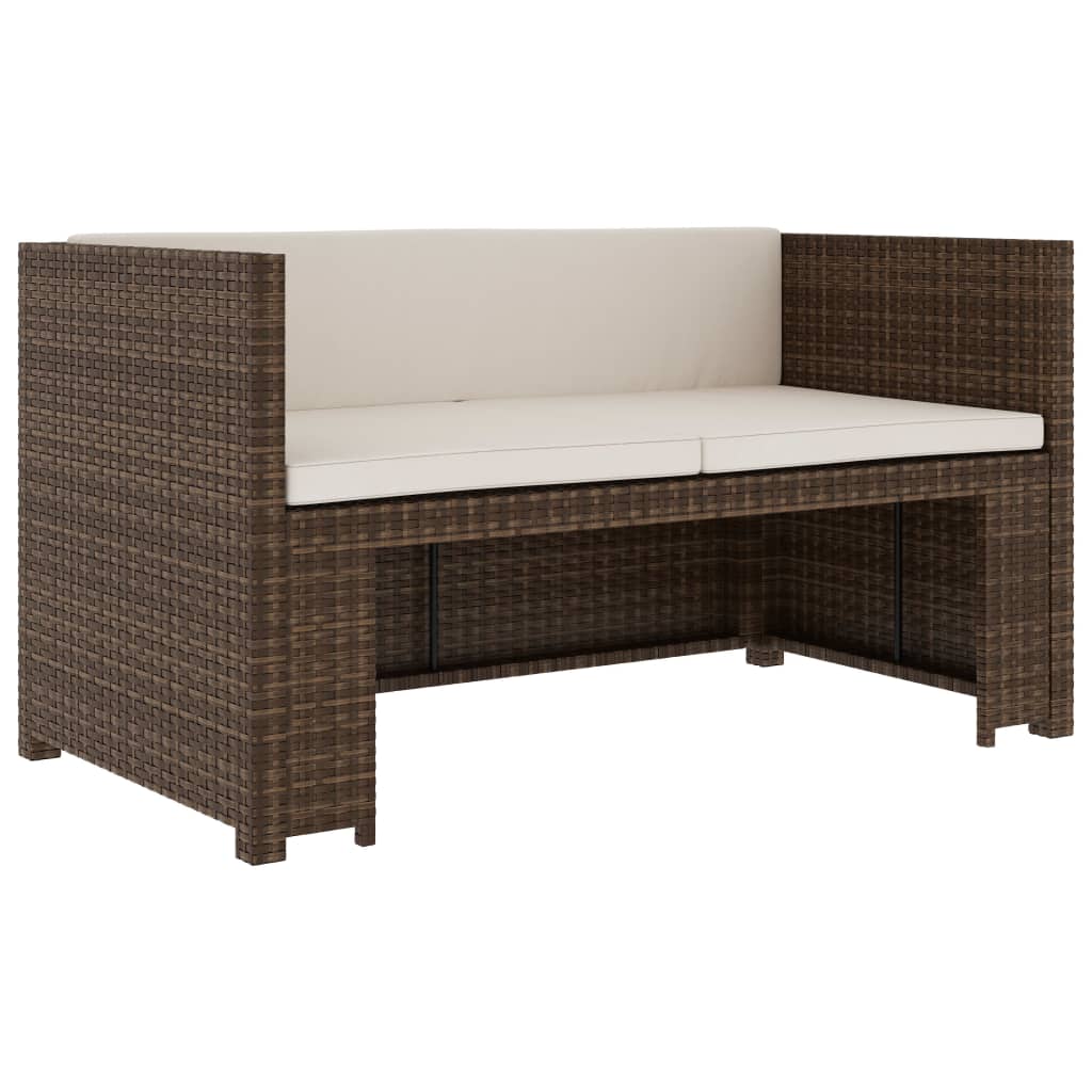 5 részes barna polyrattan kerti ülőgarnitúra párnákkal