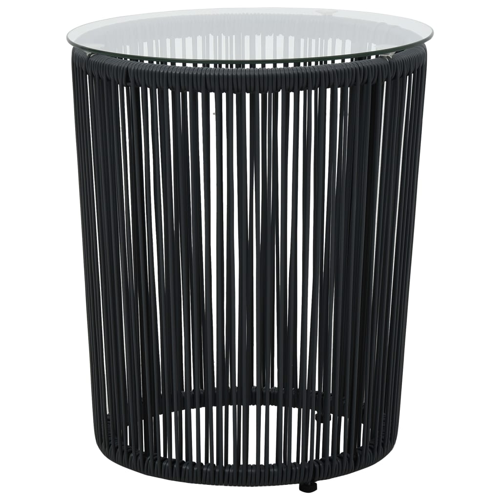 3 darabos fekete PE rattan bisztrószett párnával