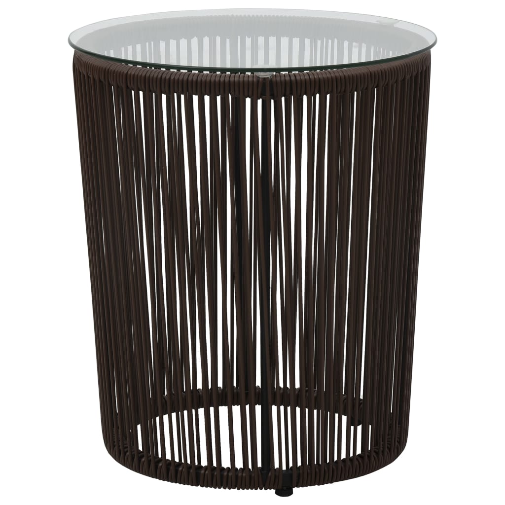 3 darabos barna PE rattan bisztrószett párnával