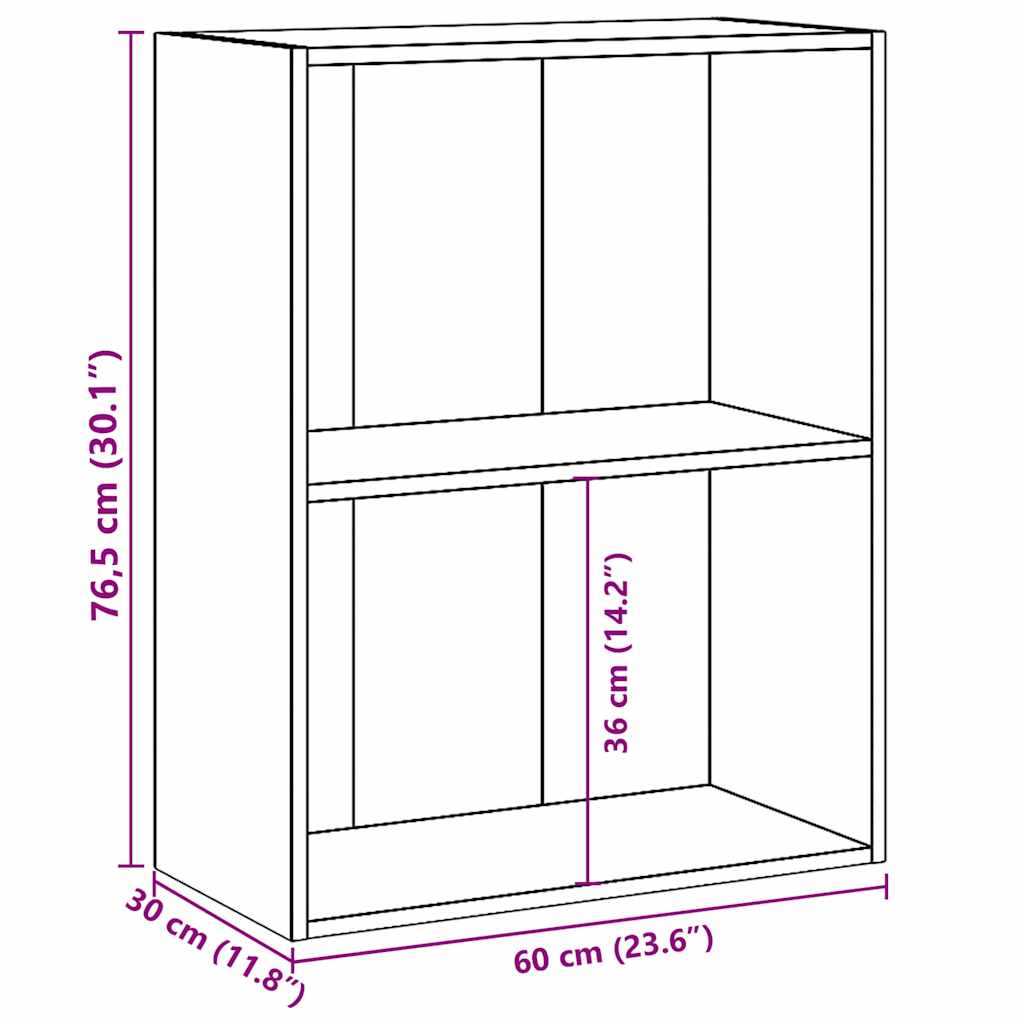 2 szintes betonszürke forgácslap könyvszekrény 60x30x76,5 cm