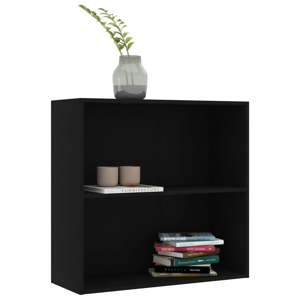 fekete szerelt fa könyvespolc 80x30x76,5 cm
