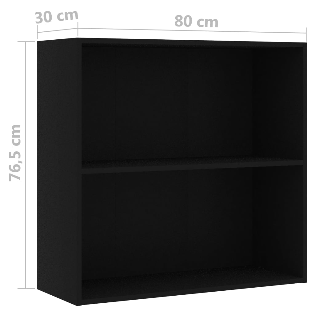fekete szerelt fa könyvespolc 80x30x76,5 cm
