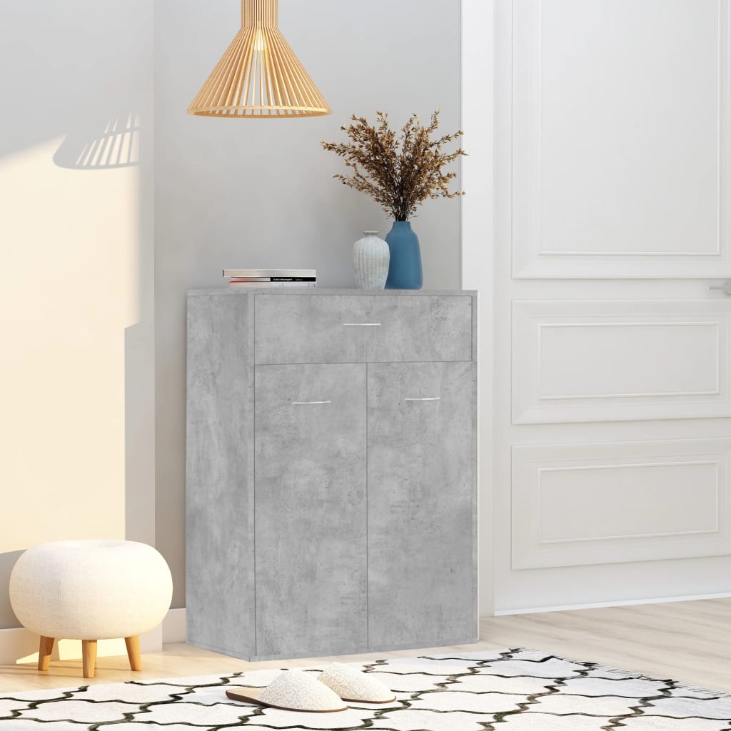 betonszürke szerelt fa cipősszekrény 60 x 35 x 84 cm