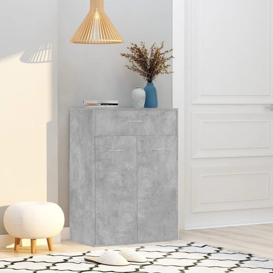 betonszürke szerelt fa cipősszekrény 60 x 35 x 84 cm