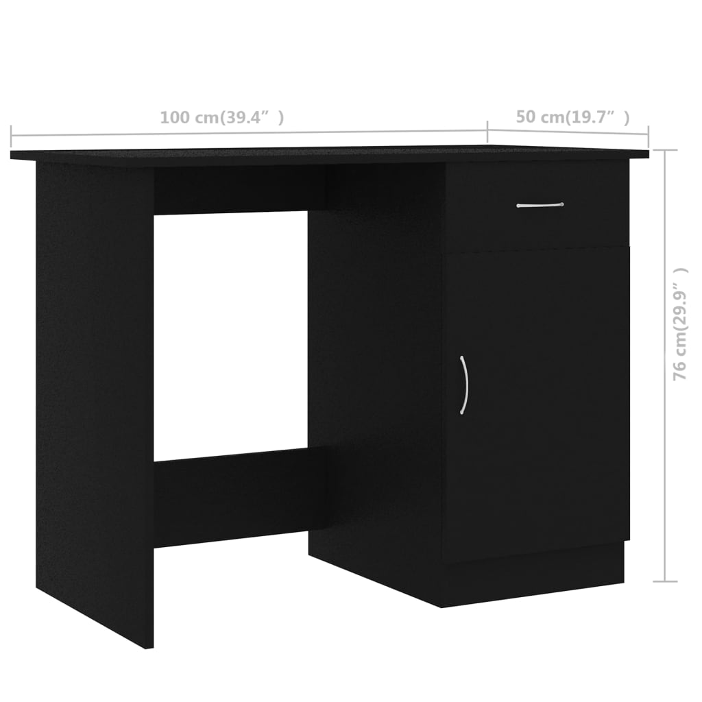 fekete szerelt fa íróasztal 100 x 50 x 76 cm
