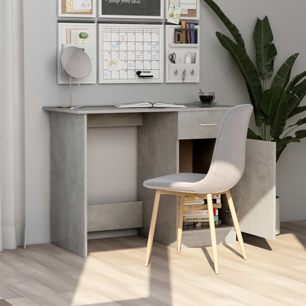 betonszürke szerelt fa íróasztal 100 x 50 x 76 cm