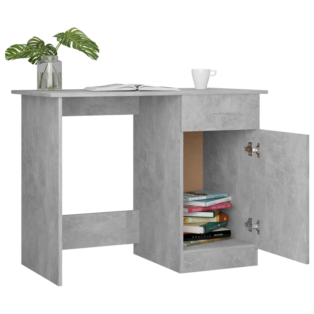 betonszürke szerelt fa íróasztal 100 x 50 x 76 cm