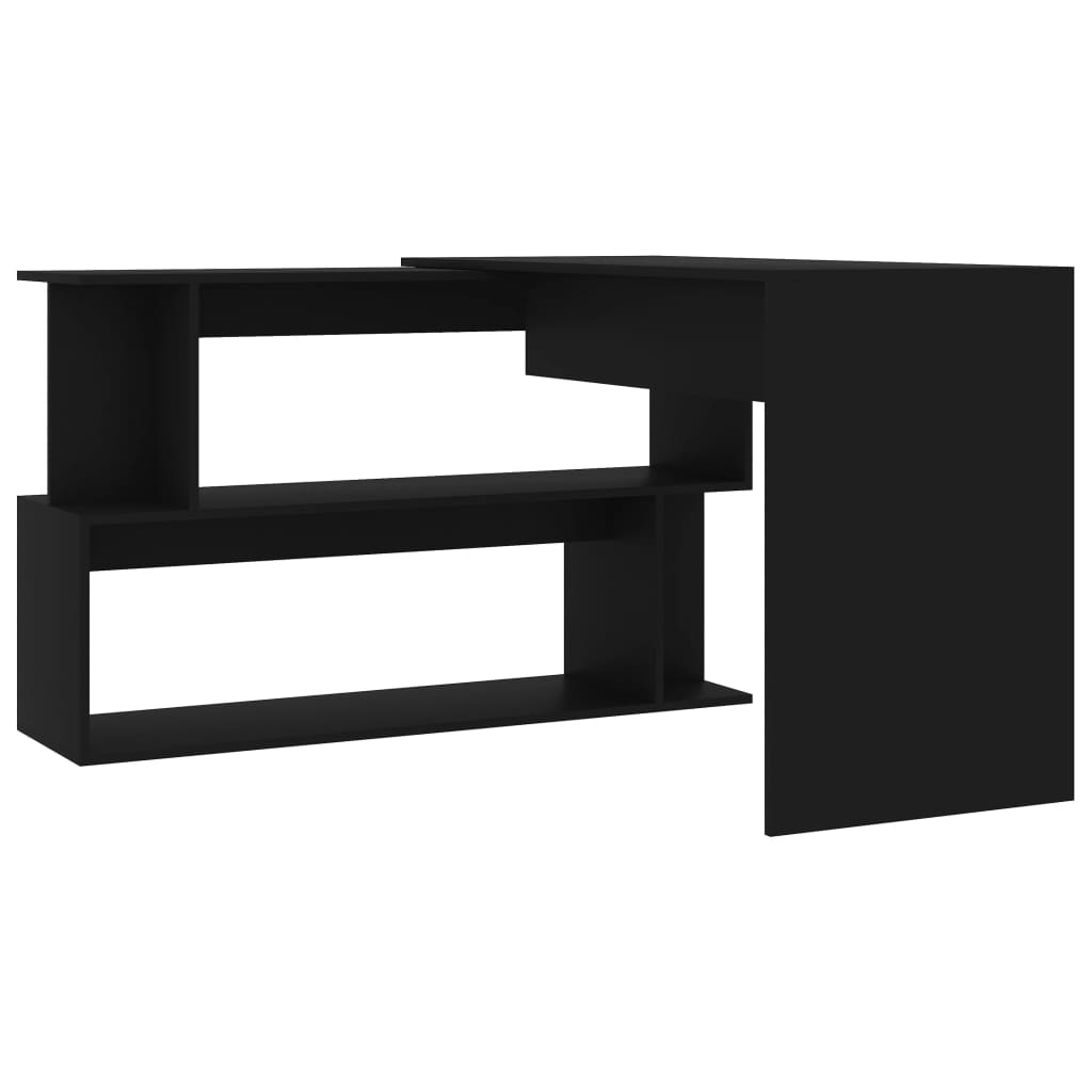fekete szerelt fa sarokasztal 200 x 50 x 76 cm
