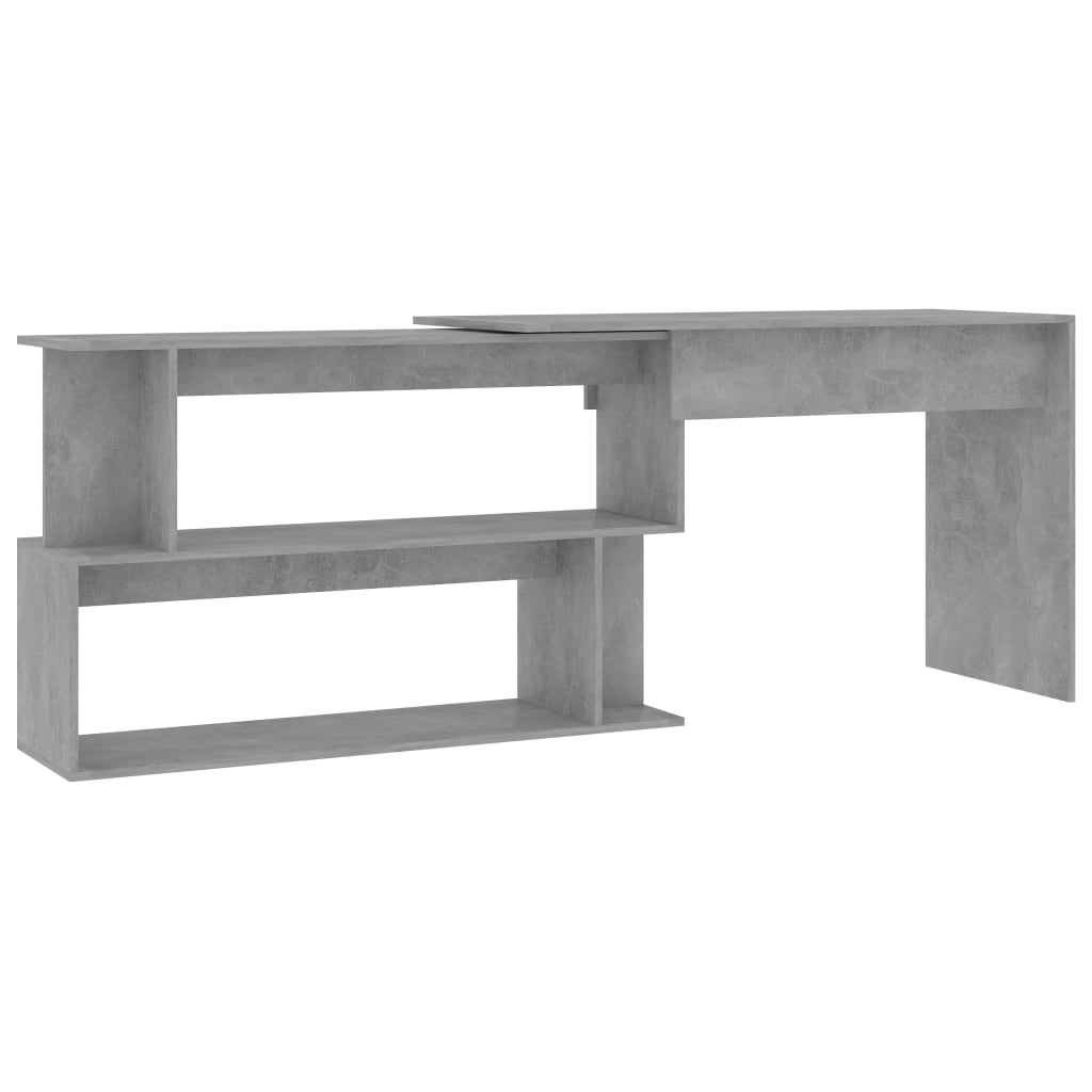 betonszürke szerelt fa sarokasztal 200 x 50 x 76 cm