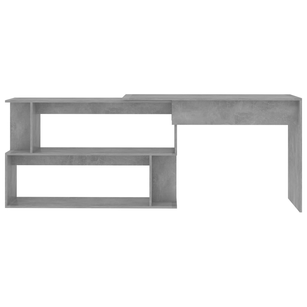 betonszürke szerelt fa sarokasztal 200 x 50 x 76 cm