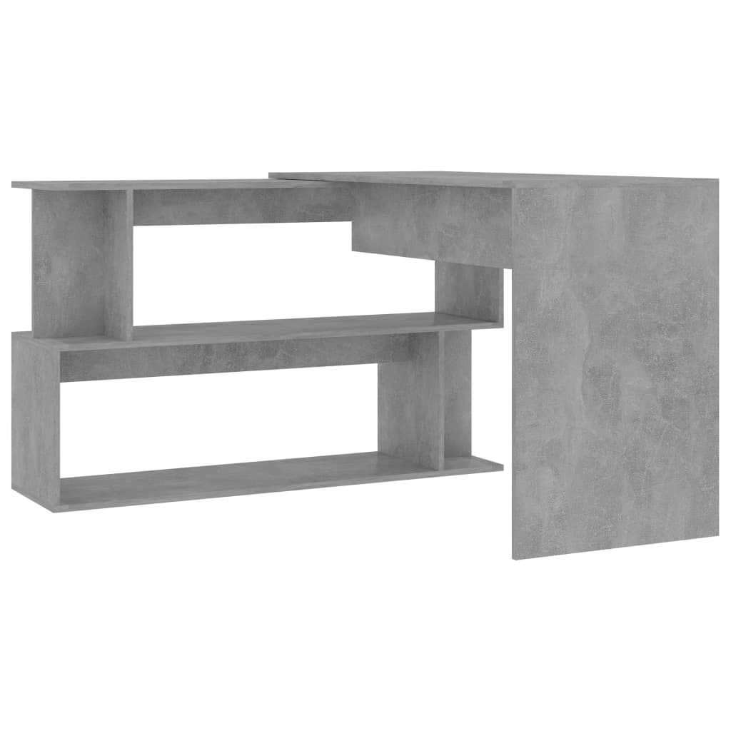 betonszürke szerelt fa sarokasztal 200 x 50 x 76 cm