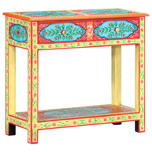 kézzel festett tömör mangófa tálalóasztal 80 x 35 x 75 cm