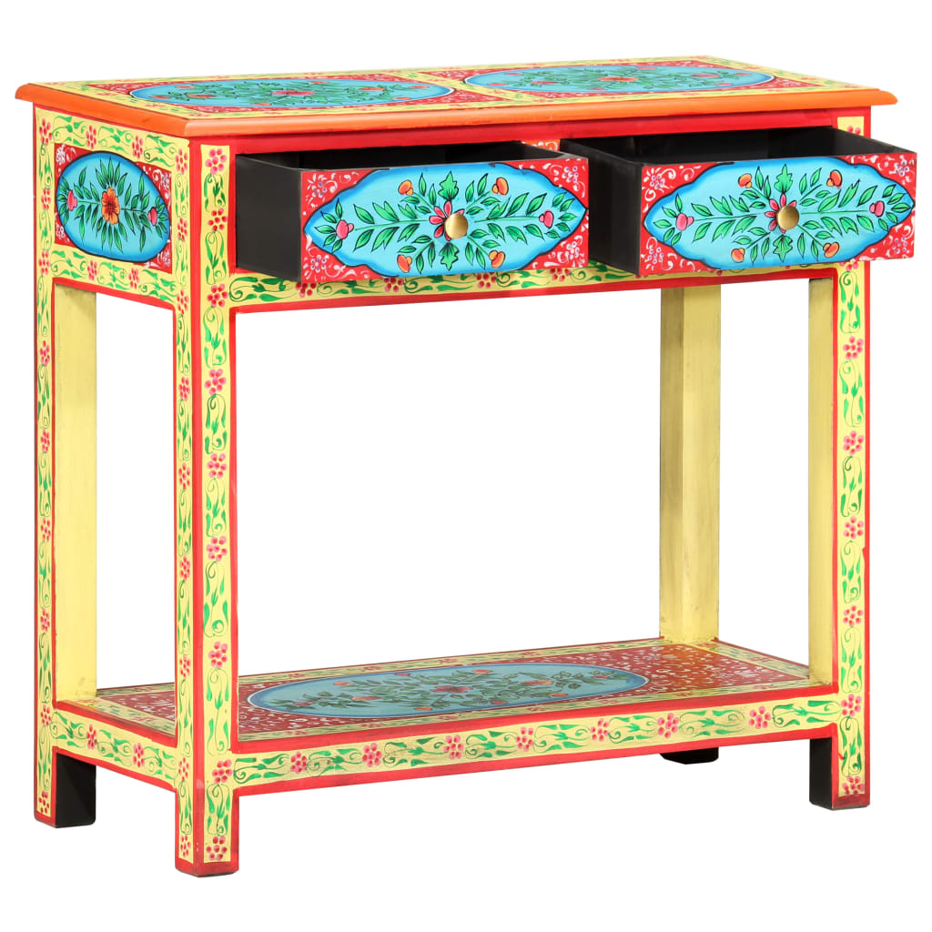 kézzel festett tömör mangófa tálalóasztal 80 x 35 x 75 cm