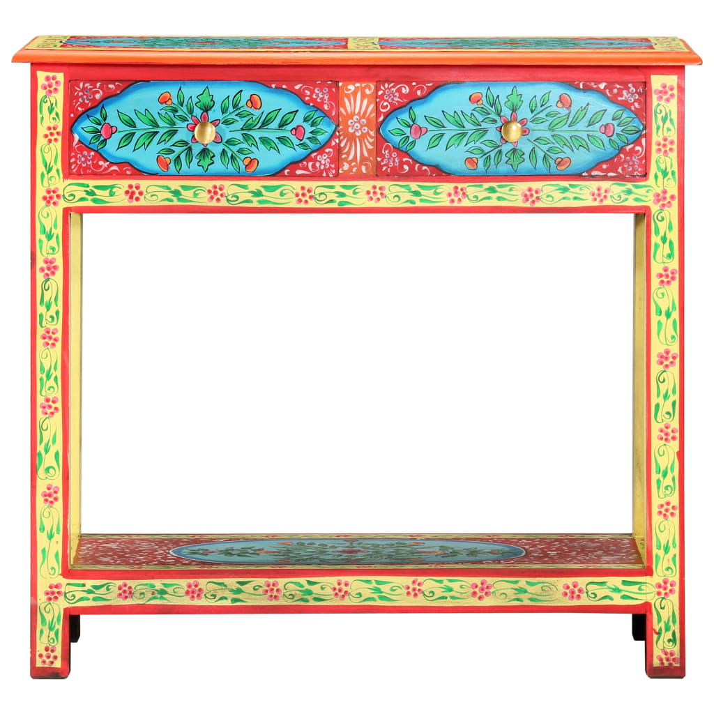 kézzel festett tömör mangófa tálalóasztal 80 x 35 x 75 cm