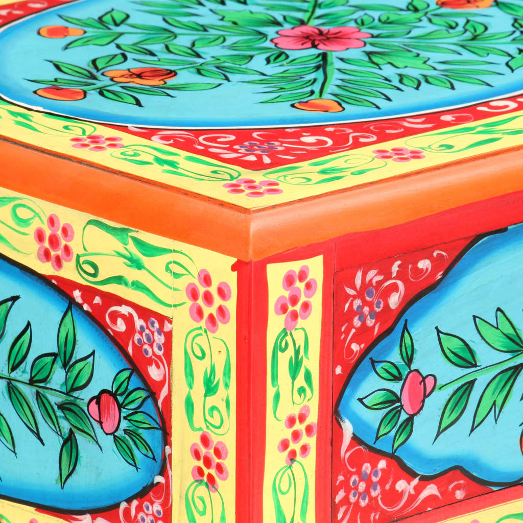 kézzel festett tömör mangófa tálalóasztal 80 x 35 x 75 cm