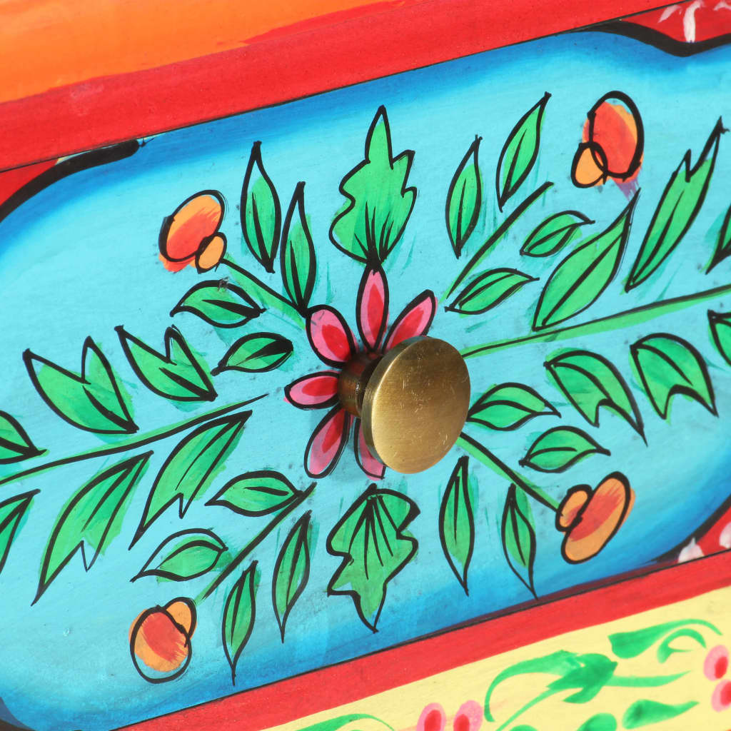 kézzel festett tömör mangófa tálalóasztal 80 x 35 x 75 cm