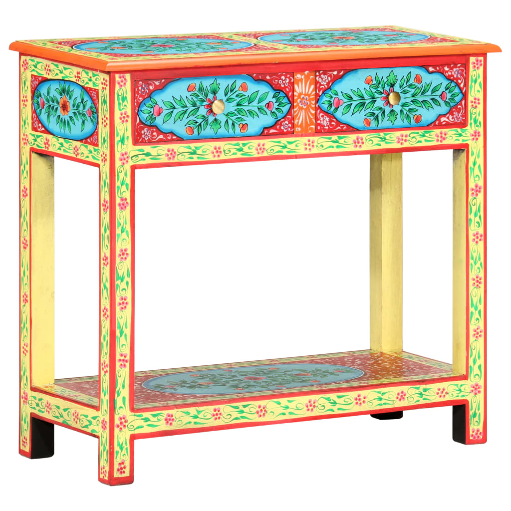 kézzel festett tömör mangófa tálalóasztal 80 x 35 x 75 cm