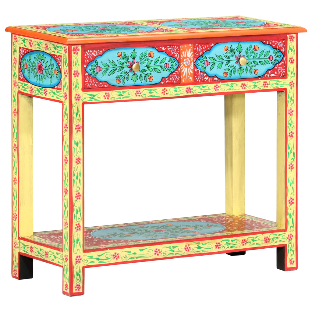 kézzel festett tömör mangófa tálalóasztal 80 x 35 x 75 cm