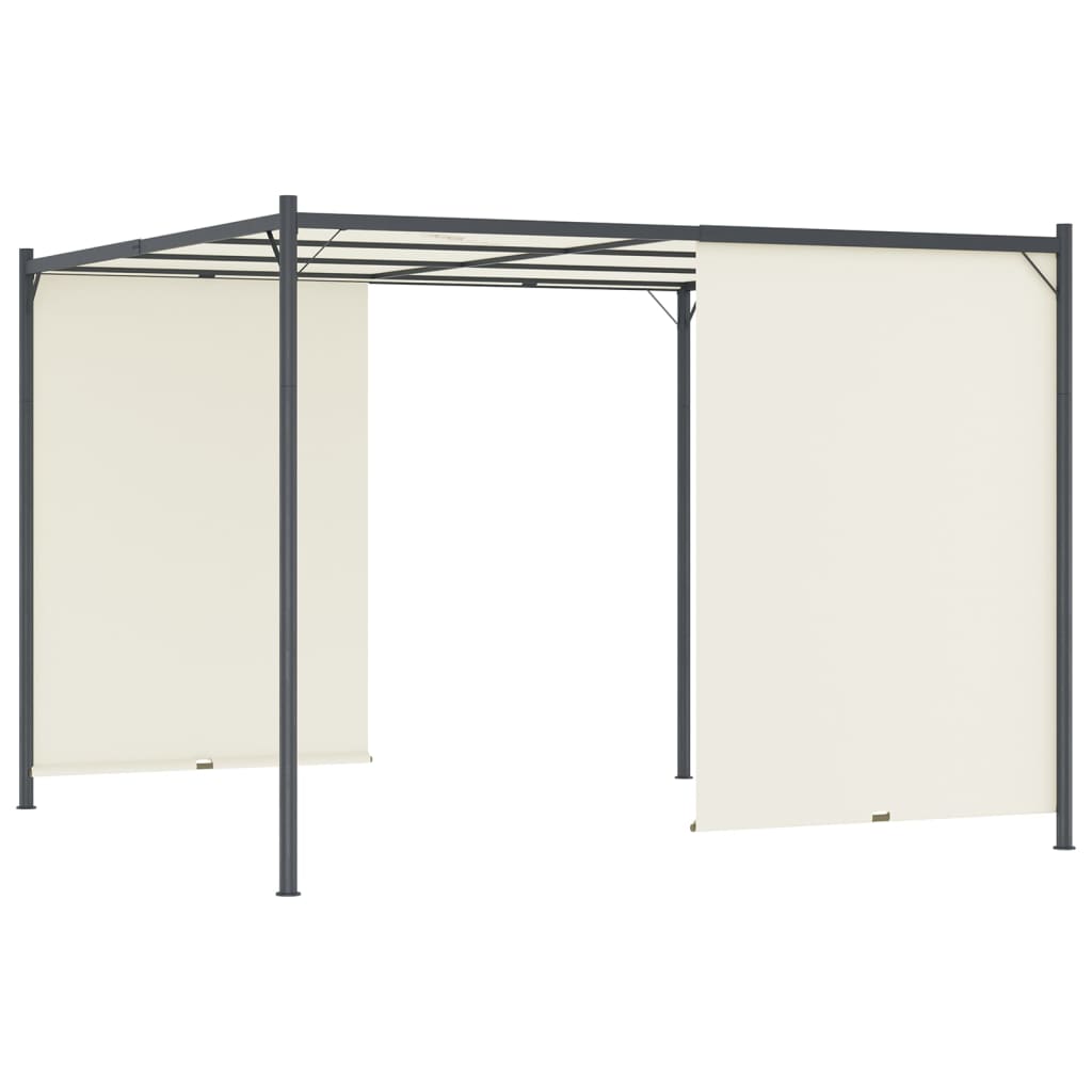 fehér-krémszínű acélpergola állítható tetővel 3 x 3 m
