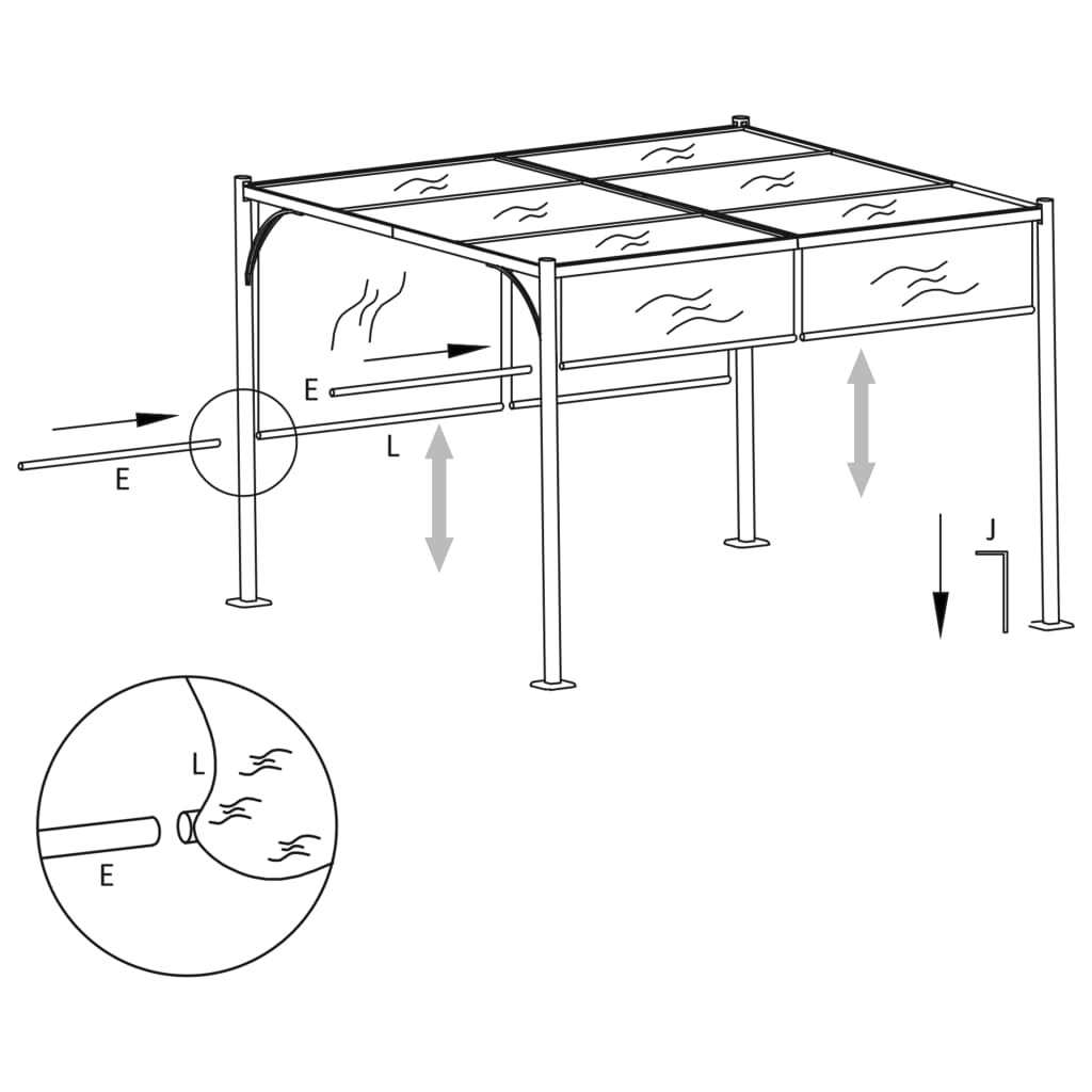 fehér-krémszínű acélpergola állítható tetővel 3 x 3 m
