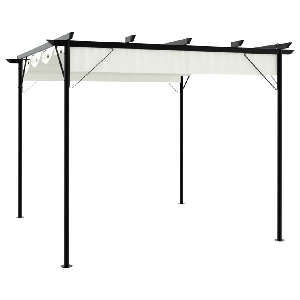 fehér-krémszínű acélpergola behúzható tetővel 3 x 3 m