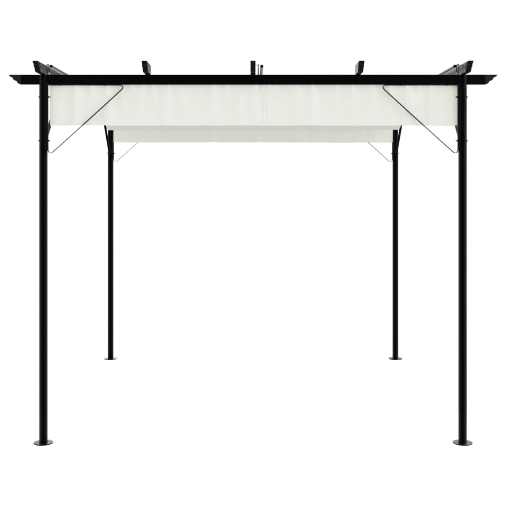 fehér-krémszínű acélpergola behúzható tetővel 3 x 3 m