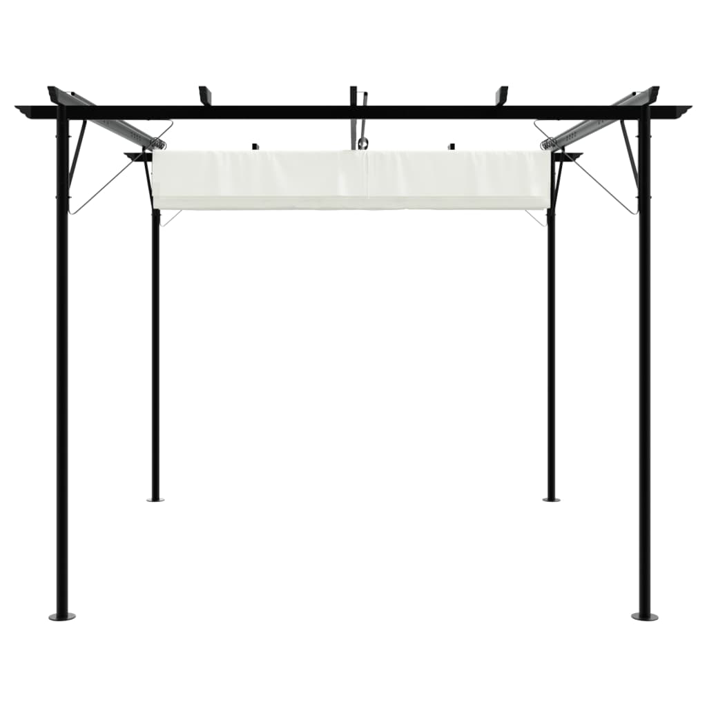 fehér-krémszínű acélpergola behúzható tetővel 3 x 3 m