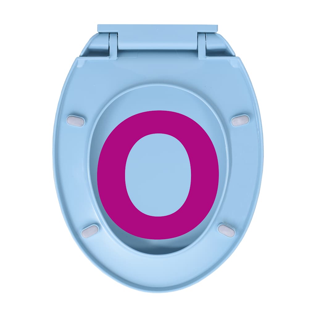 kék ovális gyorsan szerelhető WC-ülőke lassan csukódó fedéllel