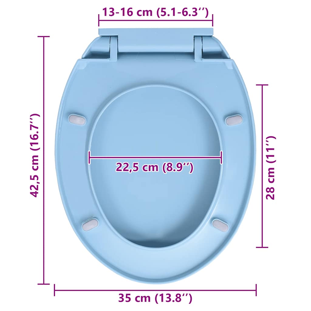 kék ovális gyorsan szerelhető WC-ülőke lassan csukódó fedéllel