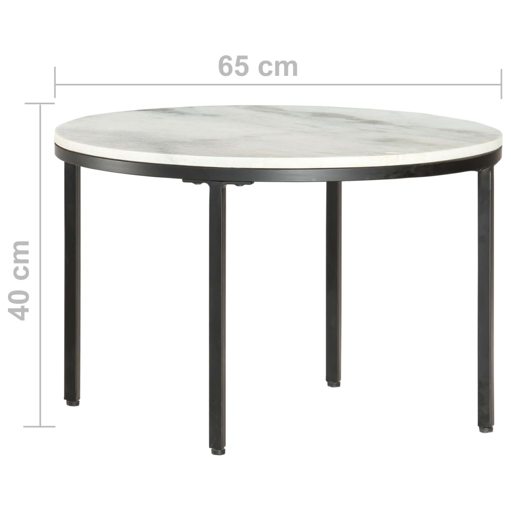 fehér és fekete valódi tömör márvány dohányzóasztal Ø65 cm
