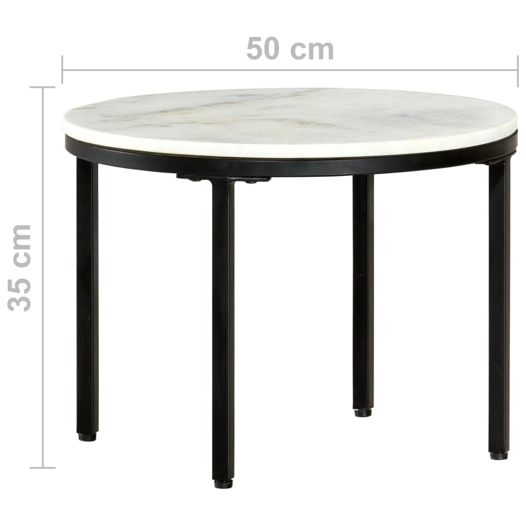 fehér és fekete valódi tömör márvány dohányzóasztal Ø50 cm