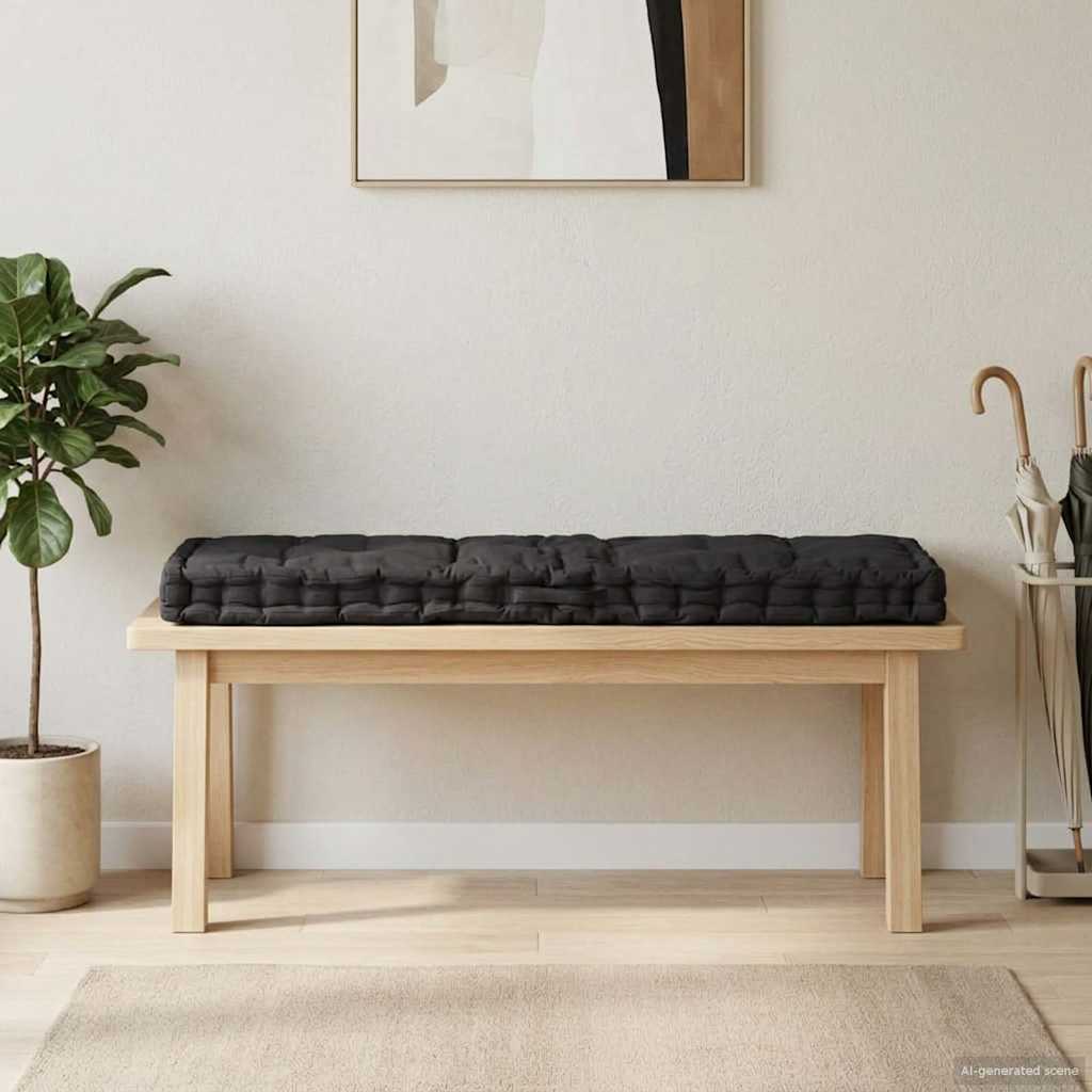 fekete pamut raklappadló-párna 120 x 40 x 7 cm