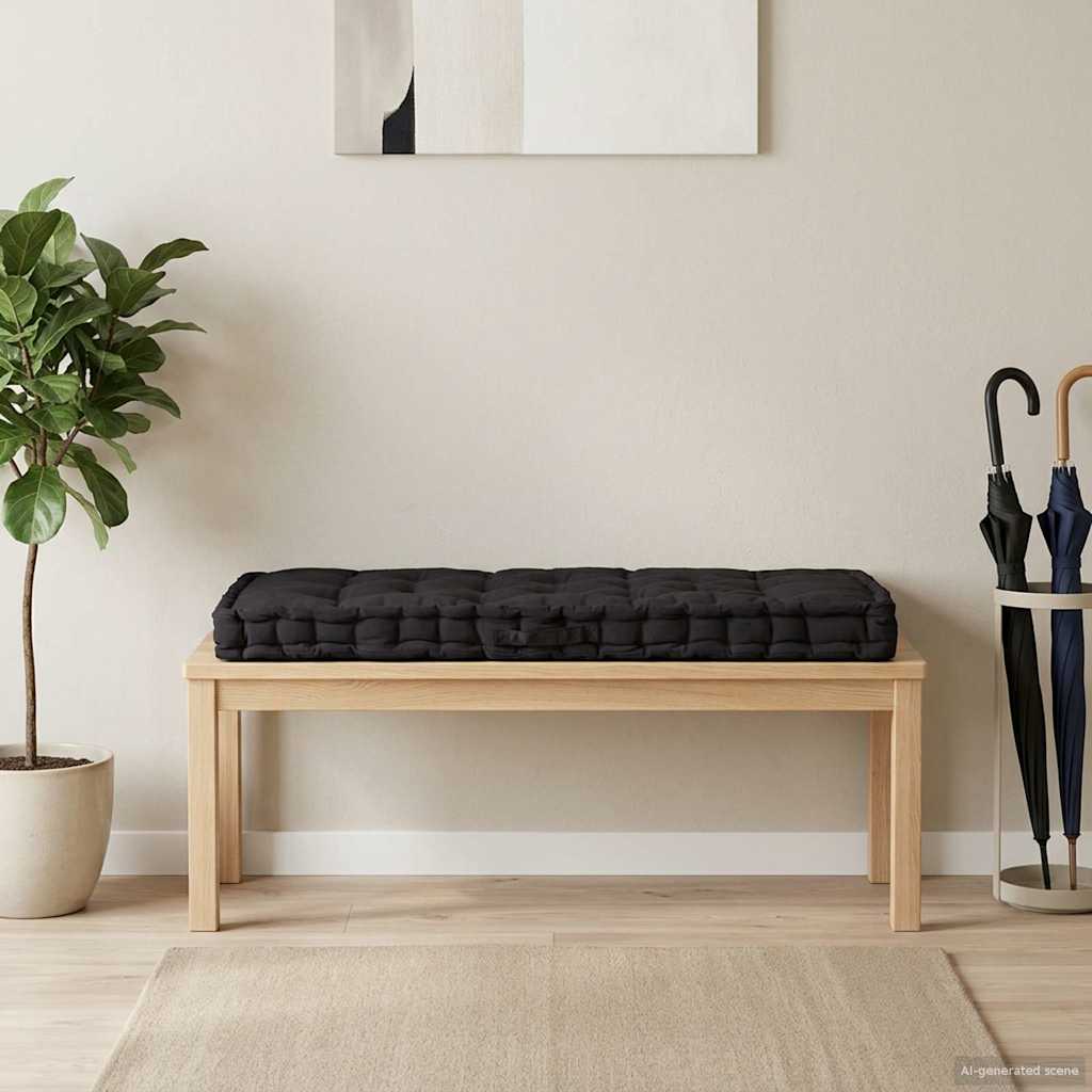 fekete pamut raklappadló-párna 120 x 80 x 10 cm