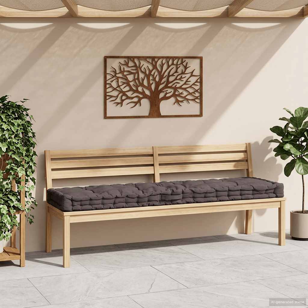 antracitszürke pamut raklappadló-párna 120 x 40 x 7 cm