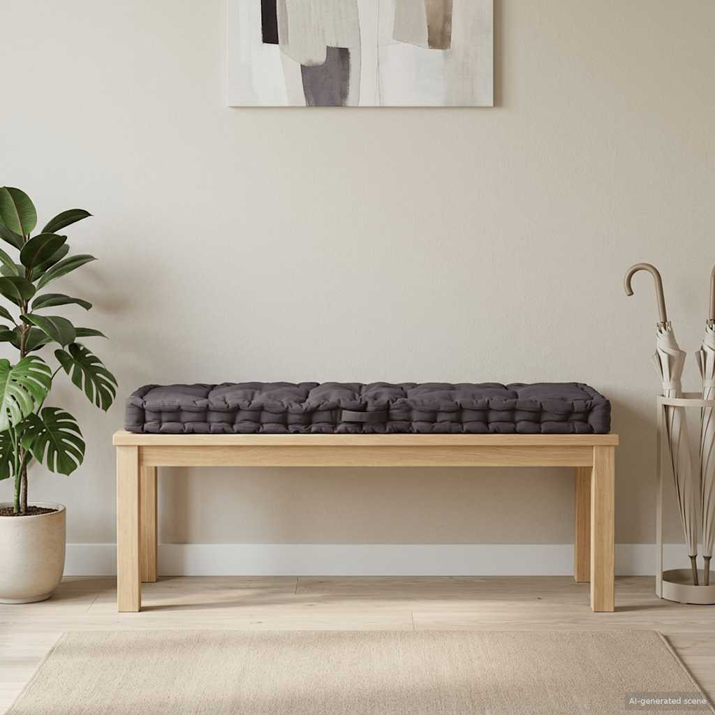 antracitszürke pamut raklappadló-párna 120 x 40 x 7 cm